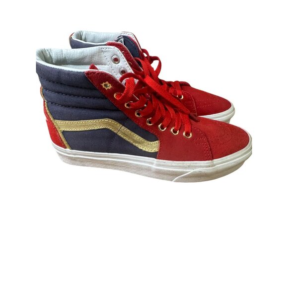 Marvel Vans Earth 616s #1 Skateboard Shoes Red & Blue Star Design W7/M5.5 - Picture 1 of 11